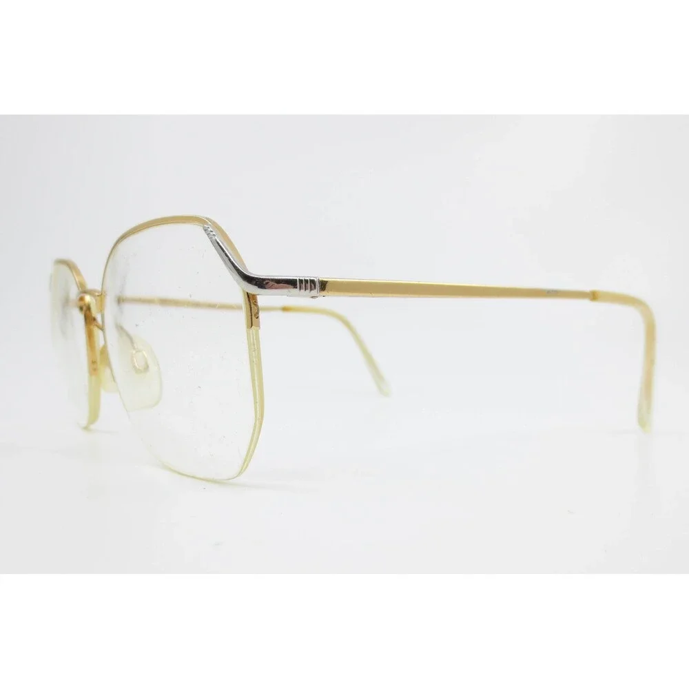 Safilo Vintage Gold Semi Rimless Geometric Eyeglasses Frames Italy STA 4558 Z60